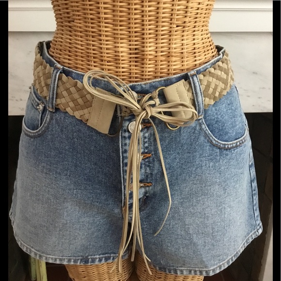 Carolina Blues Button Fly Denim Shorts Woven Belt - Picture 1 of 4